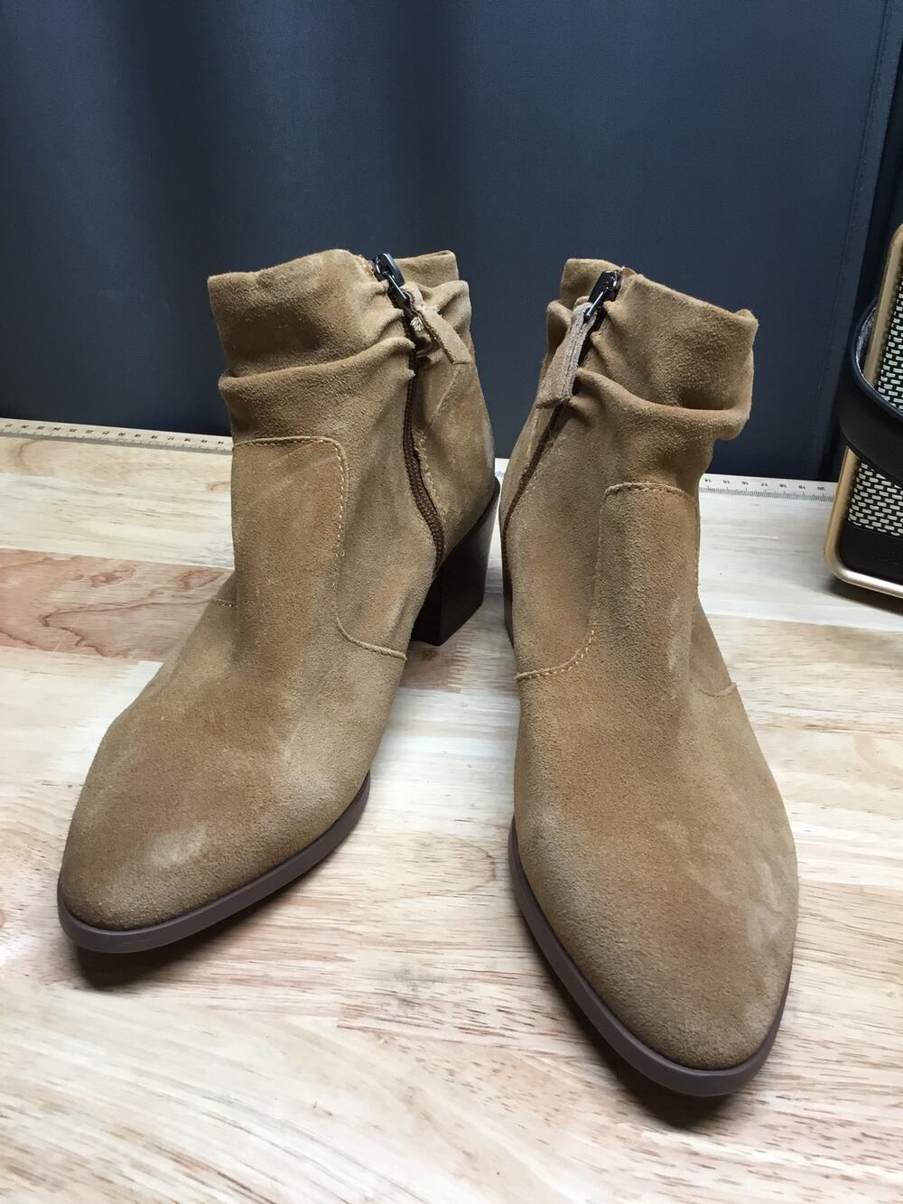 Naturalizer Gina Ankle Boots Women's 8.5 Brown Side Zip Block Heel Almond Toe